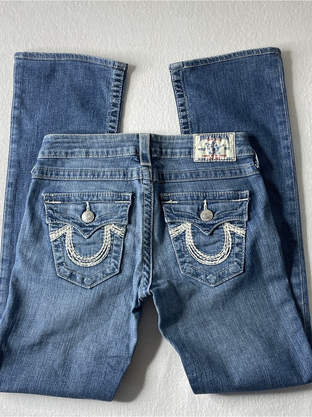 True Religion Jeans Womens 26 Low Rise Bootcut Medium Wash Denim Indie Party Y2K